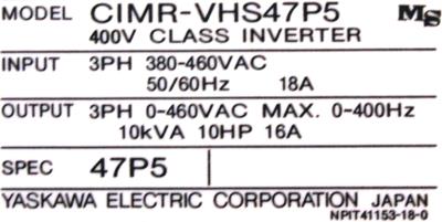 Yaskawa CIMR-VHS47P5 label image