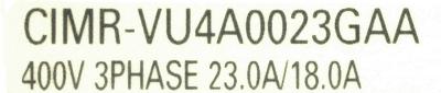 Yaskawa CIMR-VU4A0023GAA label image