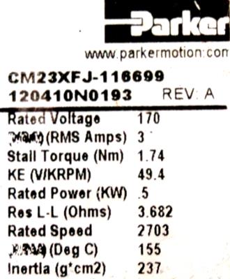 PARKER CM23XFJ-116699 label image