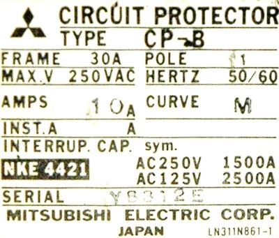 Mitsubishi CP-B-10A-1POLE back image