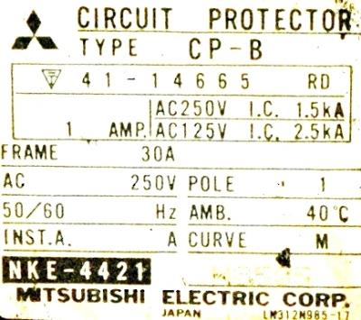 Mitsubishi CP-B-1A-1POLE label image