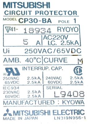 Mitsubishi CP30-BA-1-5A label image