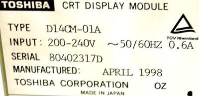 Toshiba D14CM-01A label image