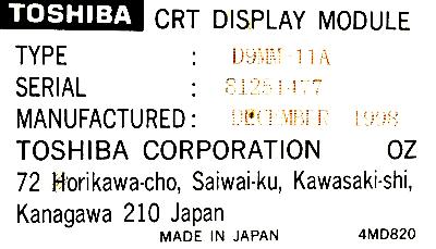 Toshiba D9MM-11A label image