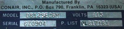 New Refurbished Exchange Repair  Conair Group Plastics Processing Equipment DB12SEC6M Precision Zone