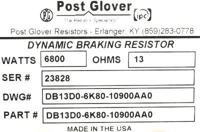 Post Glover DB13D0-6K80-10900AA0 label image