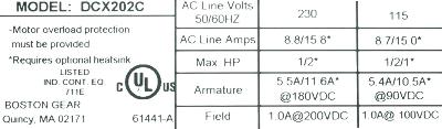 BOSTON GEAR DCX202C label image