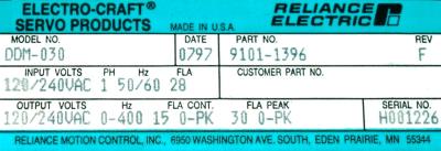 Electro-Craft DDM-030 label image