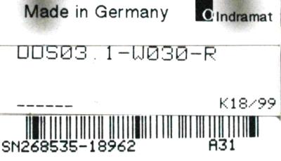 INDRAMAT DDS03.1-W030-R label image