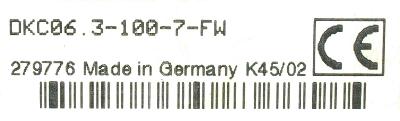 INDRAMAT DKC06.3-100-7-FW label image
