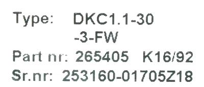 INDRAMAT DKC1.1-30-3-FW label image