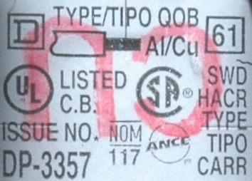 Square D DP-3357 label image