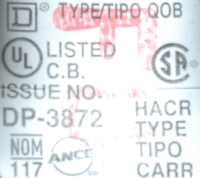 Square D DP-3872 label image