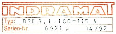 INDRAMAT DSC3.1-100-115V label image