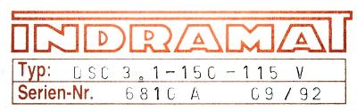 INDRAMAT DSC3.1-150-115V label image