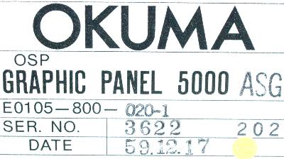 Okuma E0105-800-020-1 label image