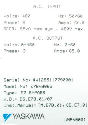 Yaskawa E7BVB065 label image