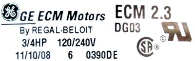 GE ECM2.3-0.75HP label image