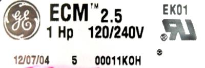 GE ECM2.5-1.0HP label image