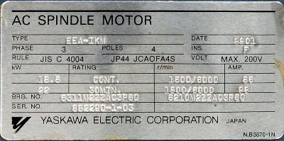 Yaskawa EEA-IKM-18.5-22 label image