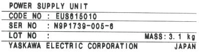 Yaskawa EUS615010 label image
