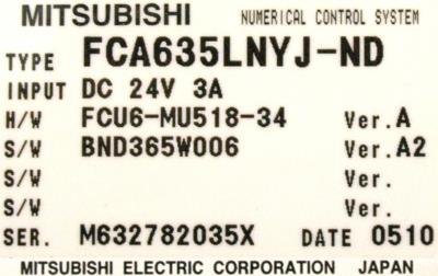 Mitsubishi FCA635LNYJ-ND label image