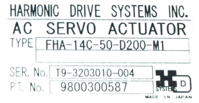 Harmonic Drive Systems, Inc FHA-14C-50-D200-M1 label image