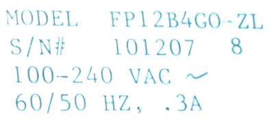 Mitsubishi FP12B4G0-ZL label image