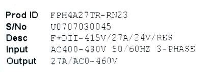Baldor FPH4A27TR-RN23 label image