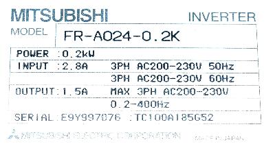 Mitsubishi FR-A024-0.2K label image
