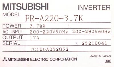 Mitsubishi FR-A220-3.7K label image