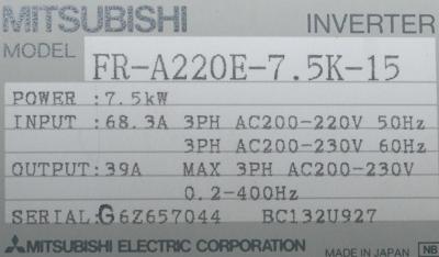 Mitsubishi FR-A220E-7.5K-15 label image