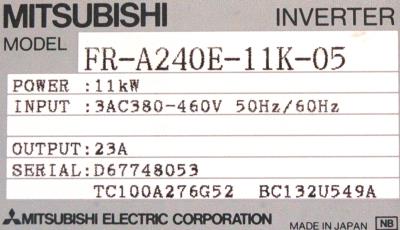 Mitsubishi FR-A240E-11K-05 label image