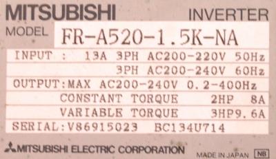 Mitsubishi FR-A520-1.5K-NA label image
