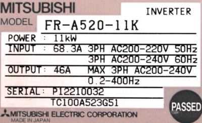 Mitsubishi FR-A520-11K label image