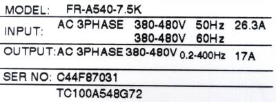 Mitsubishi FR-A540-7.5K label image