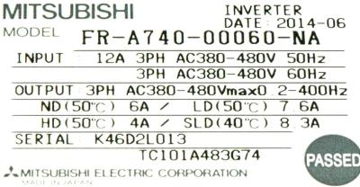 Mitsubishi FR-A740-00060-NA label image
