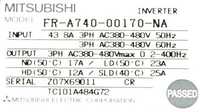 Mitsubishi FR-A740-00170-NA label image