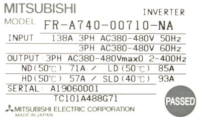 Mitsubishi FR-A740-00710-NA label image