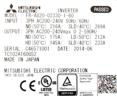Mitsubishi FR-A820-02330-1-60 label image