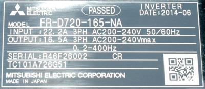 Mitsubishi FR-D720-165-NA label image