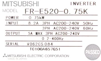 New Refurbished Exchange Repair  Mitsubishi Inverter-General Purpose FR-E520-0.75K Precision Zone