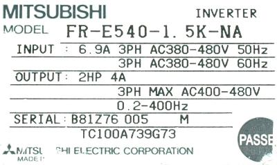 Mitsubishi FR-E540-1.5K-NA label image
