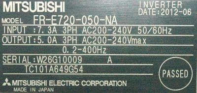 Mitsubishi FR-E720-050-NA label image
