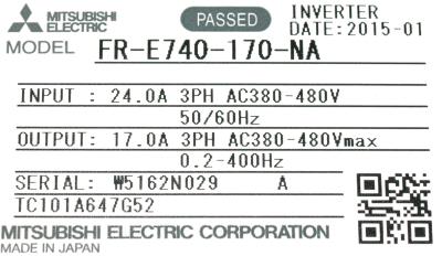 Mitsubishi FR-E740-170-NA label image