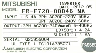 Mitsubishi FR-F720-00046-NA label image