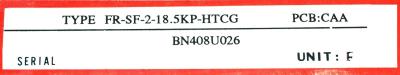 Mitsubishi FR-SF-2-18.5KP-HTCG label image