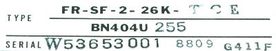 Mitsubishi FR-SF-2-26K-TCE label image