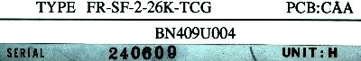 Mitsubishi FR-SF-2-26K-TCG label image