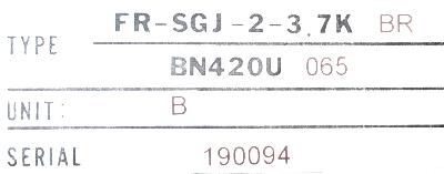 Mitsubishi FR-SGJ-2-3.7K-BR label image